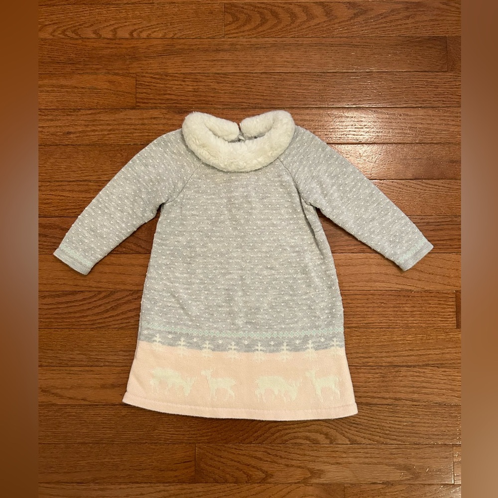 Janie and Jack Gray and Pink Knit Sweater Holiday Dress